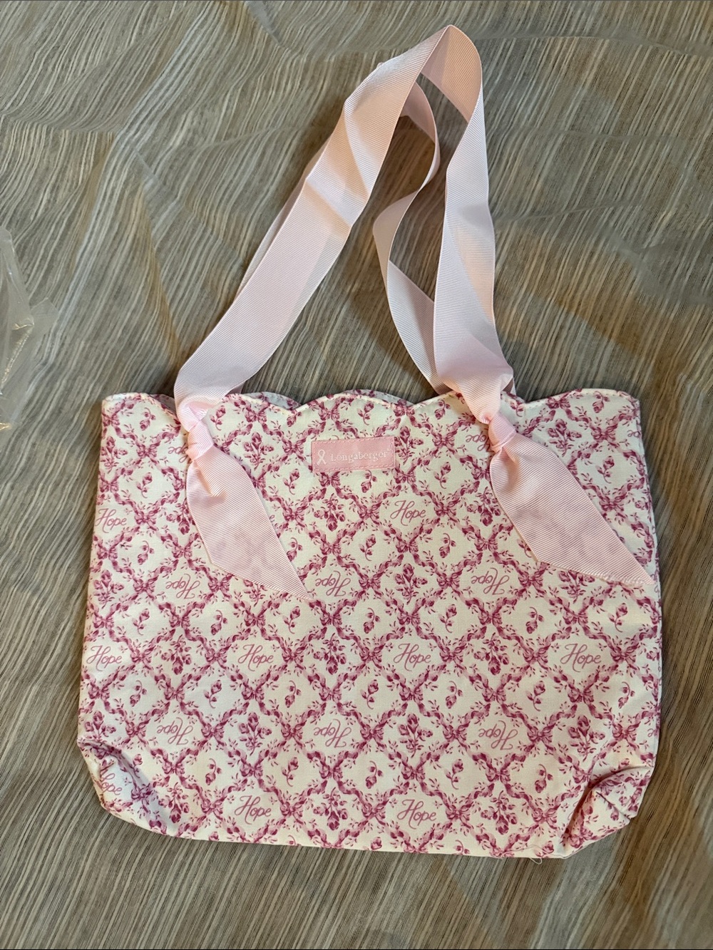 Longaberger 2009 Pink Hope of Horizon Breast Cancer Awareness Tote Bag
